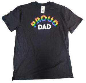 IML Proud Dad Rainbow Graphic T Shirt Large NWT Black Short Sleeve Shirt